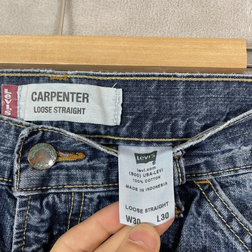 Vtg Levis Carpenter Jeans Mens 30x30 Loose Straight Y2K 2004 Faded Distressed